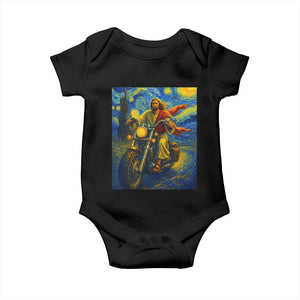 Jesus Christian Motorcycle Starry Night Van Gogh Baby Onesie TS14 Black Print Your Wear