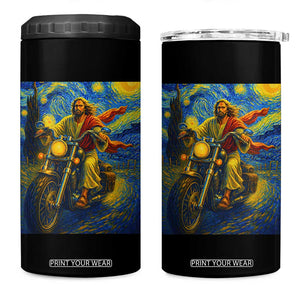 Jesus Christian Motorcycle Starry Night Van Gogh 4 in 1 Can Cooler Tumbler TS14 One Size: 16 oz Black Print Your Wear
