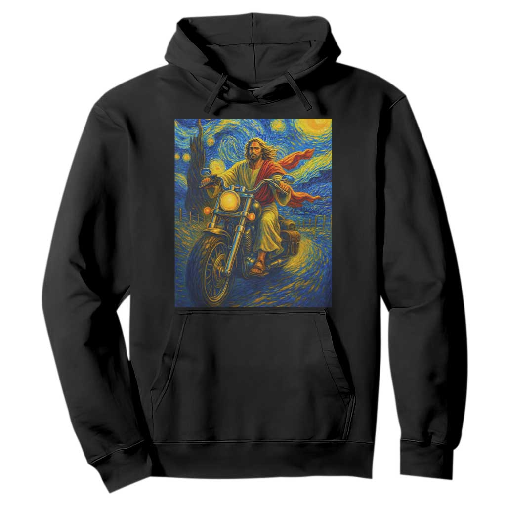 Jesus Christian Motorcycle Starry Night Van Gogh Hoodie TS14 Black Print Your Wear