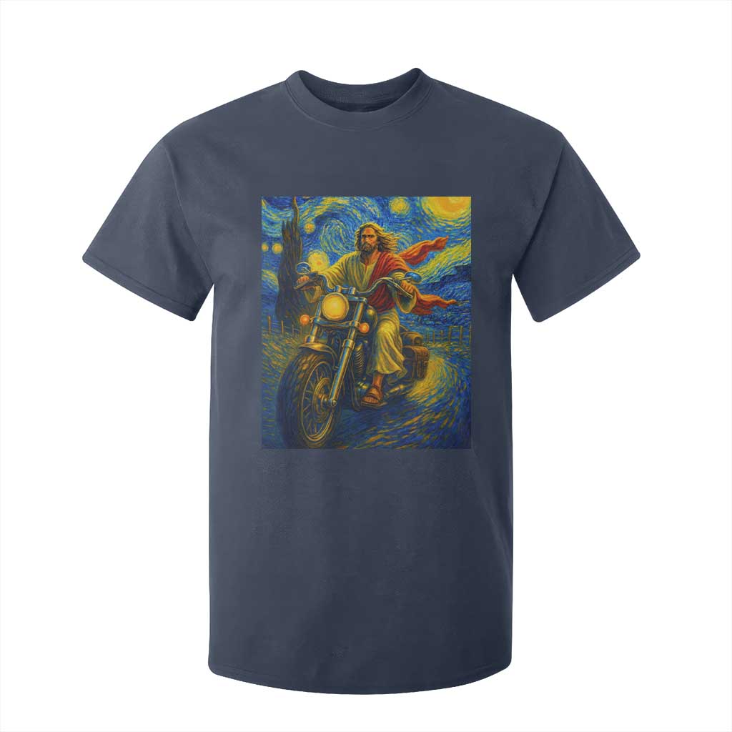 Jesus Christian Motorcycle Starry Night Van Gogh T Shirt For Kid TS14 Navy Print Your Wear