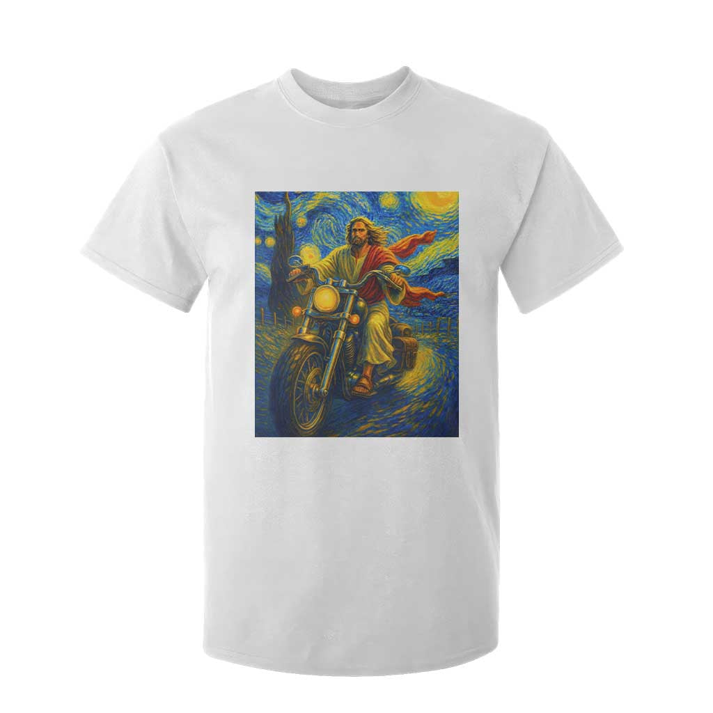 Jesus Christian Motorcycle Starry Night Van Gogh T Shirt For Kid TS14 White Print Your Wear