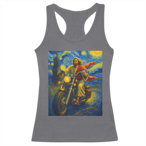 Jesus Christian Motorcycle Starry Night Van Gogh Racerback Tank Top TS14 Charcoal Print Your Wear
