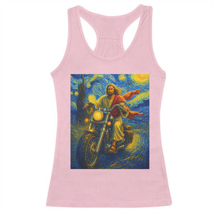 Jesus Christian Motorcycle Starry Night Van Gogh Racerback Tank Top TS14 Light Pink Print Your Wear