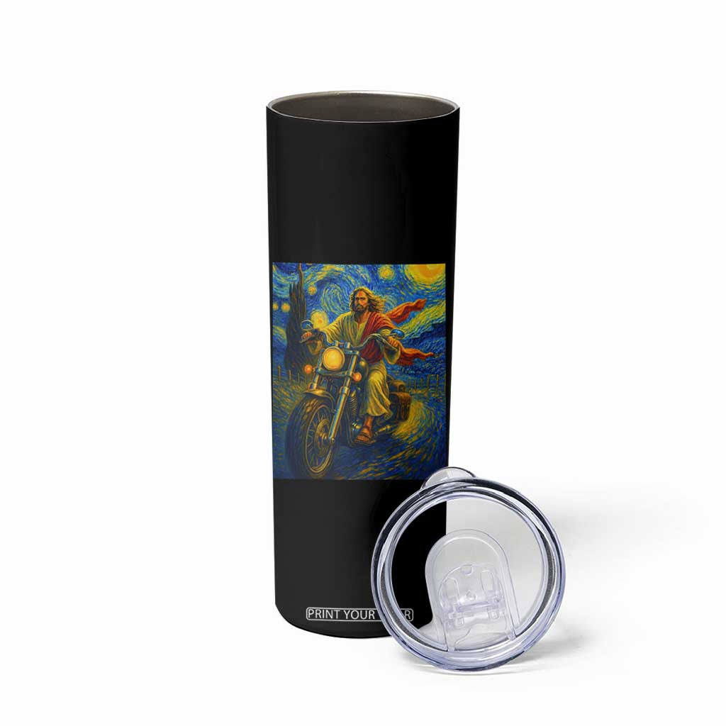 Jesus Christian Motorcycle Starry Night Van Gogh Skinny Tumbler TS14 Print Your Wear