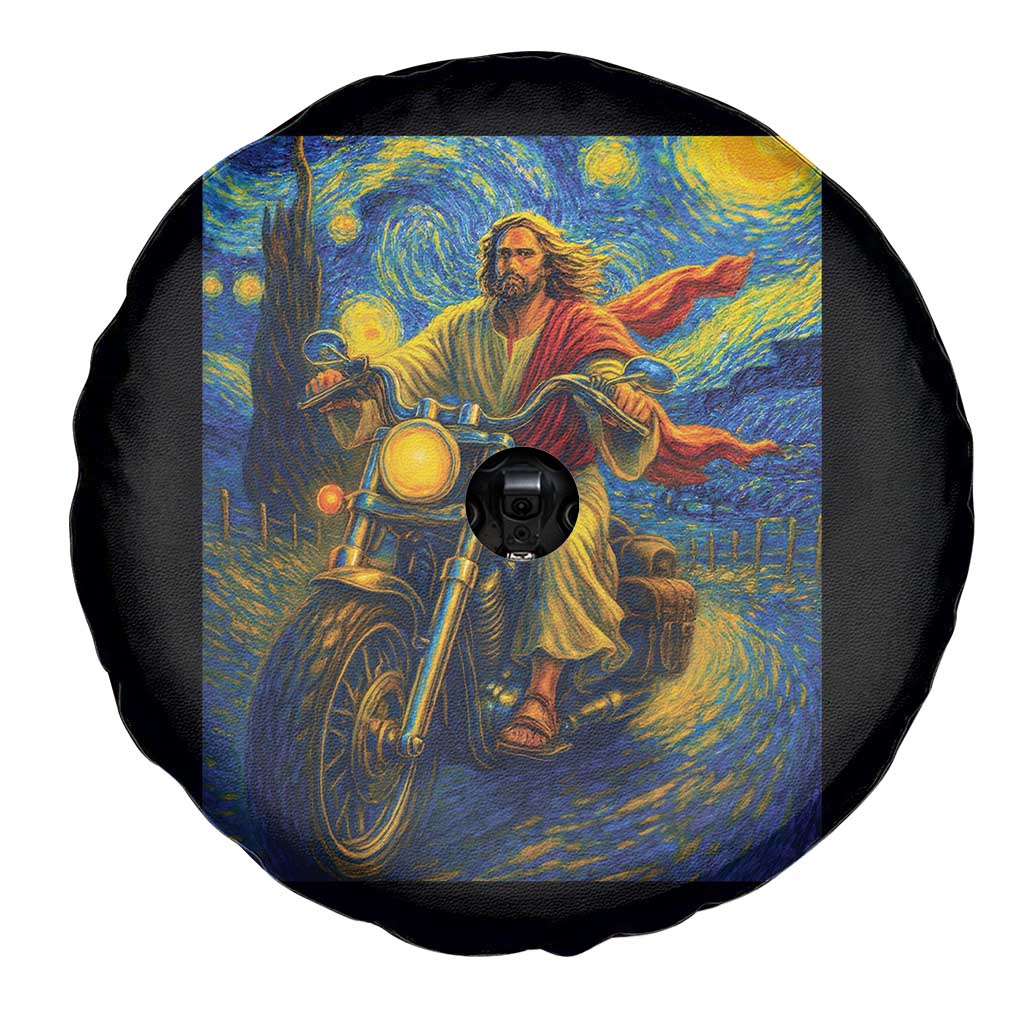 Jesus Christian Motorcycle Starry Night Van Gogh Spare Tire Cover TS14 Print Your Wear