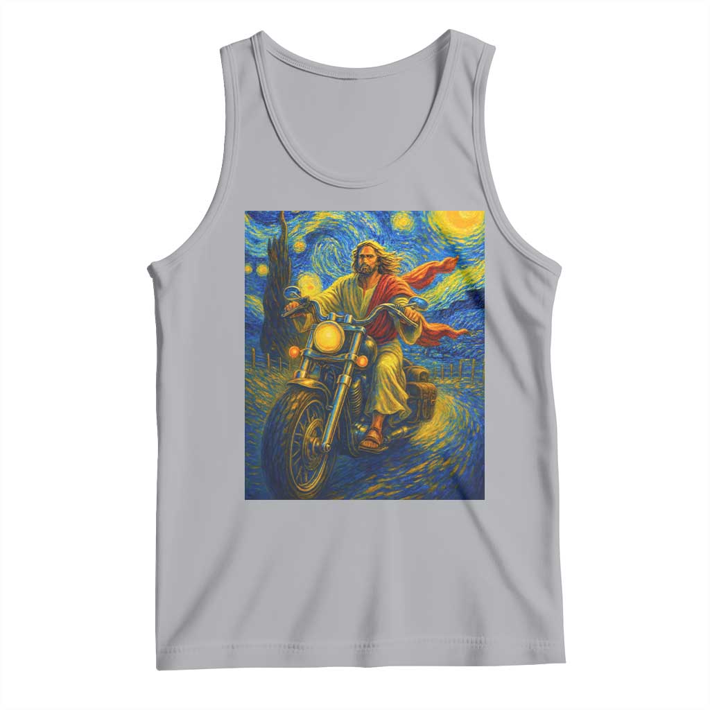 Jesus Christian Motorcycle Starry Night Van Gogh Tank Top TS14 Athletic Heather Print Your Wear