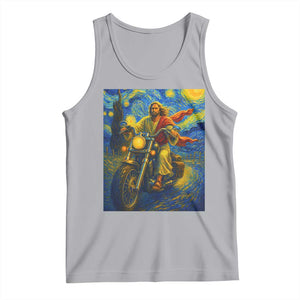 Jesus Christian Motorcycle Starry Night Van Gogh Tank Top TS14 Athletic Heather Print Your Wear