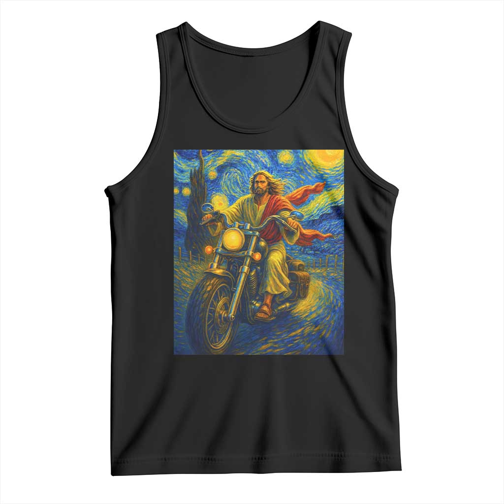 Jesus Christian Motorcycle Starry Night Van Gogh Tank Top TS14 Black Print Your Wear