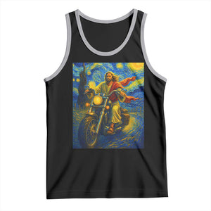 Jesus Christian Motorcycle Starry Night Van Gogh Tank Top TS14 Black Athletic Heather Print Your Wear