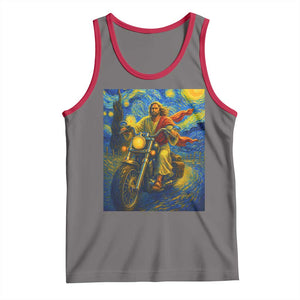 Jesus Christian Motorcycle Starry Night Van Gogh Tank Top TS14 Deep Heather Red Print Your Wear