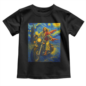 Jesus Christian Motorcycle Starry Night Van Gogh Toddler T Shirt TS14 Black Print Your Wear