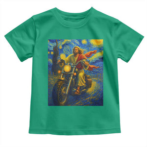 Jesus Christian Motorcycle Starry Night Van Gogh Toddler T Shirt TS14 Irish Green Print Your Wear