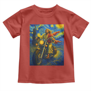 Jesus Christian Motorcycle Starry Night Van Gogh Toddler T Shirt TS14 Red Print Your Wear