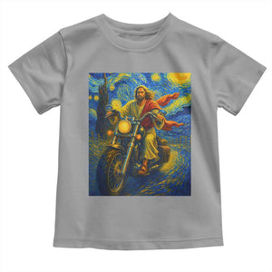 Jesus Christian Motorcycle Starry Night Van Gogh Toddler T Shirt TS14 Sport Gray Print Your Wear