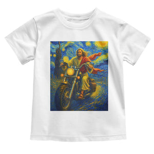 Jesus Christian Motorcycle Starry Night Van Gogh Toddler T Shirt TS14 White Print Your Wear