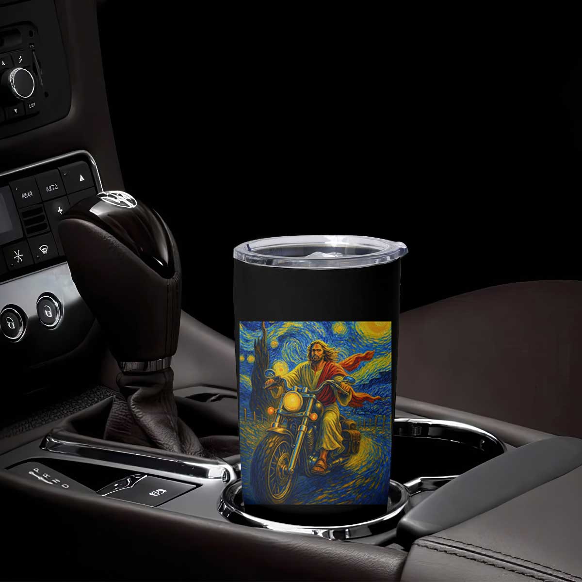 Jesus Christian Motorcycle Starry Night Van Gogh Tumbler Cup TS14 Print Your Wear