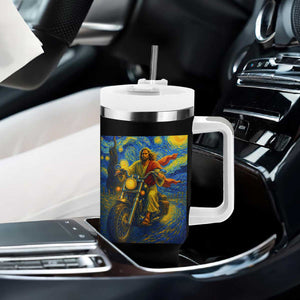 Jesus Christian Motorcycle Starry Night Van Gogh Tumbler With Handle TS14 Print Your Wear