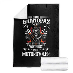 Funny Grandpa Biker Throw Blanket Some Grandpas Play Bingo Real Grandpas Ride Motorcycles TS14 Black Print Your Wear