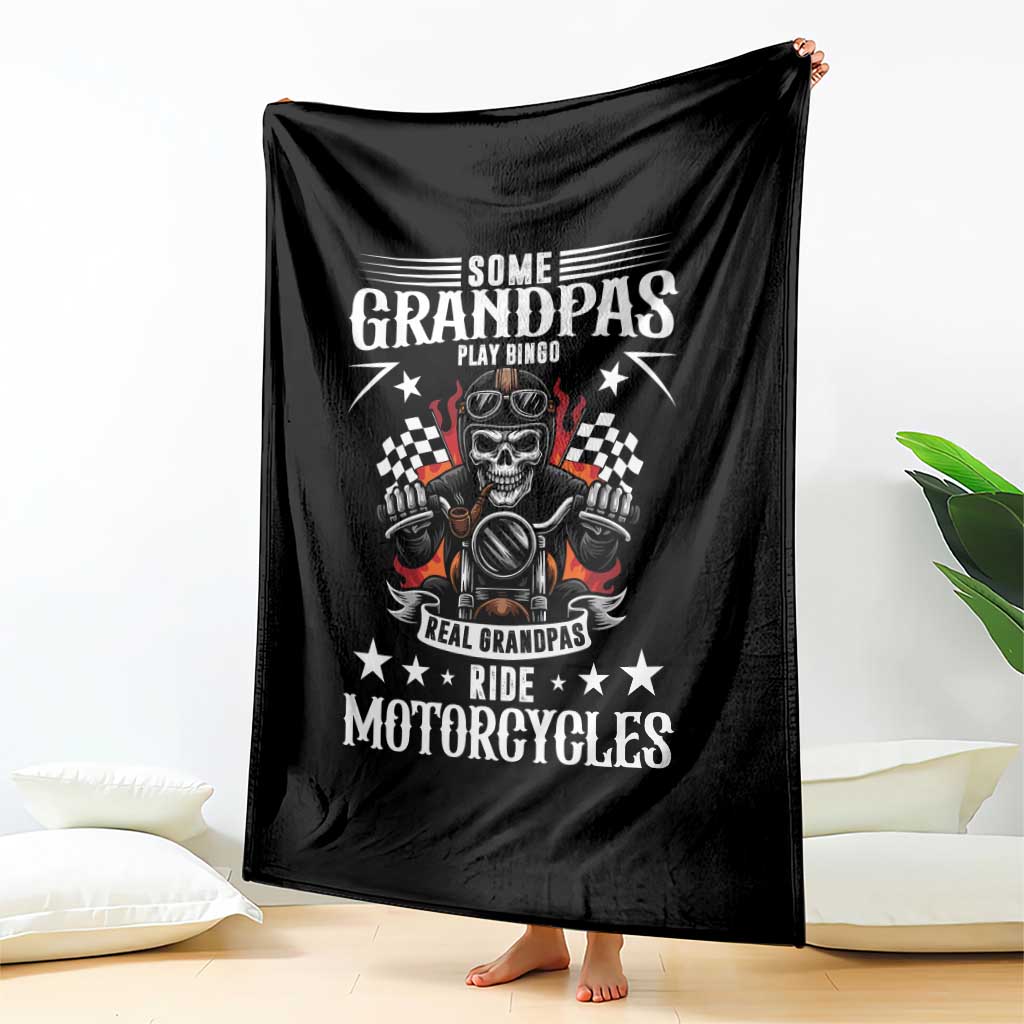 Funny Grandpa Biker Throw Blanket Some Grandpas Play Bingo Real Grandpas Ride Motorcycles TS14 Print Your Wear