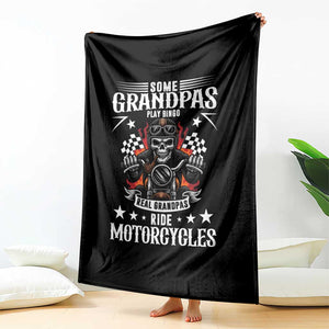 Funny Grandpa Biker Throw Blanket Some Grandpas Play Bingo Real Grandpas Ride Motorcycles TS14 Print Your Wear