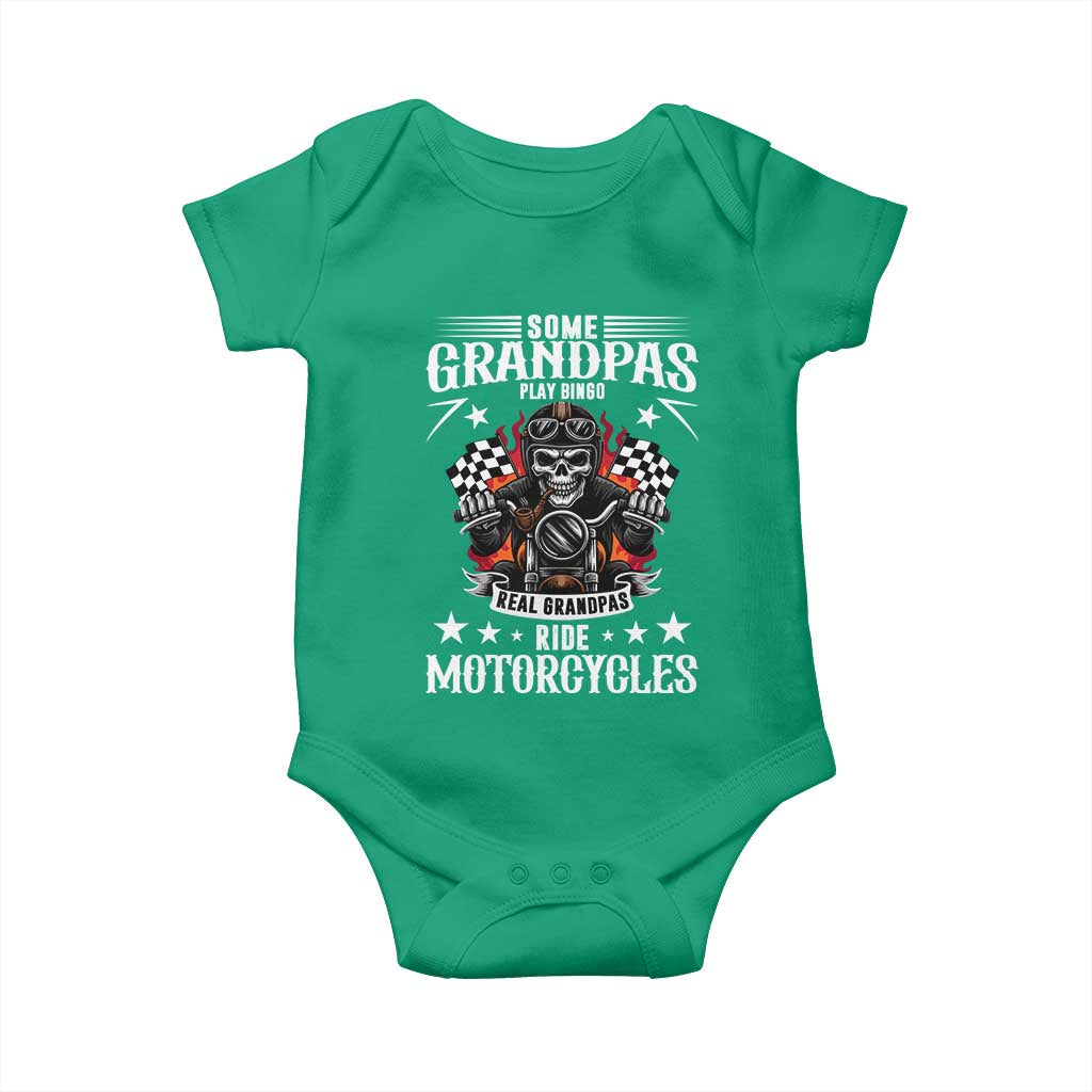Funny Grandpa Biker Baby Onesie Some Grandpas Play Bingo Real Grandpas Ride Motorcycles TS14 Irish Green Print Your Wear
