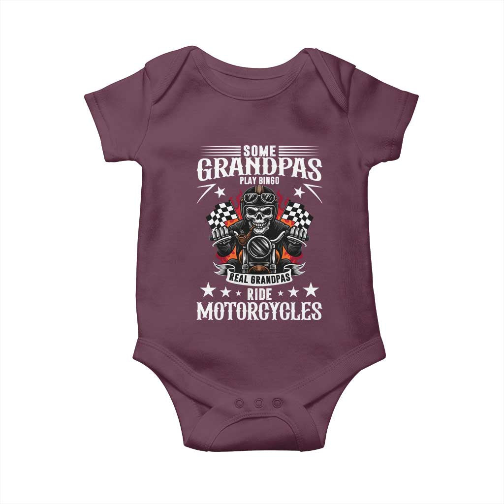 Funny Grandpa Biker Baby Onesie Some Grandpas Play Bingo Real Grandpas Ride Motorcycles TS14 Maroon Print Your Wear