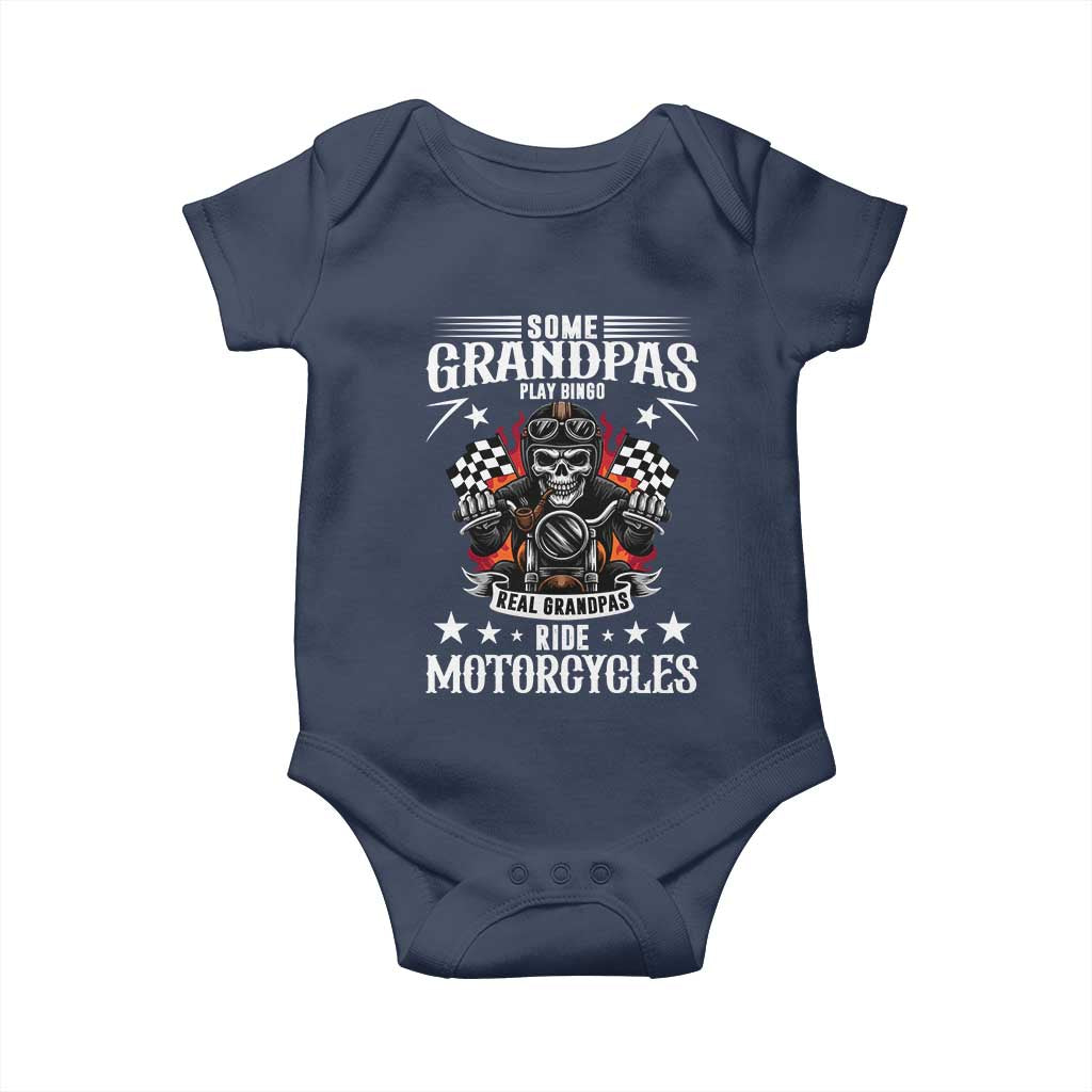 Funny Grandpa Biker Baby Onesie Some Grandpas Play Bingo Real Grandpas Ride Motorcycles TS14 Navy Print Your Wear
