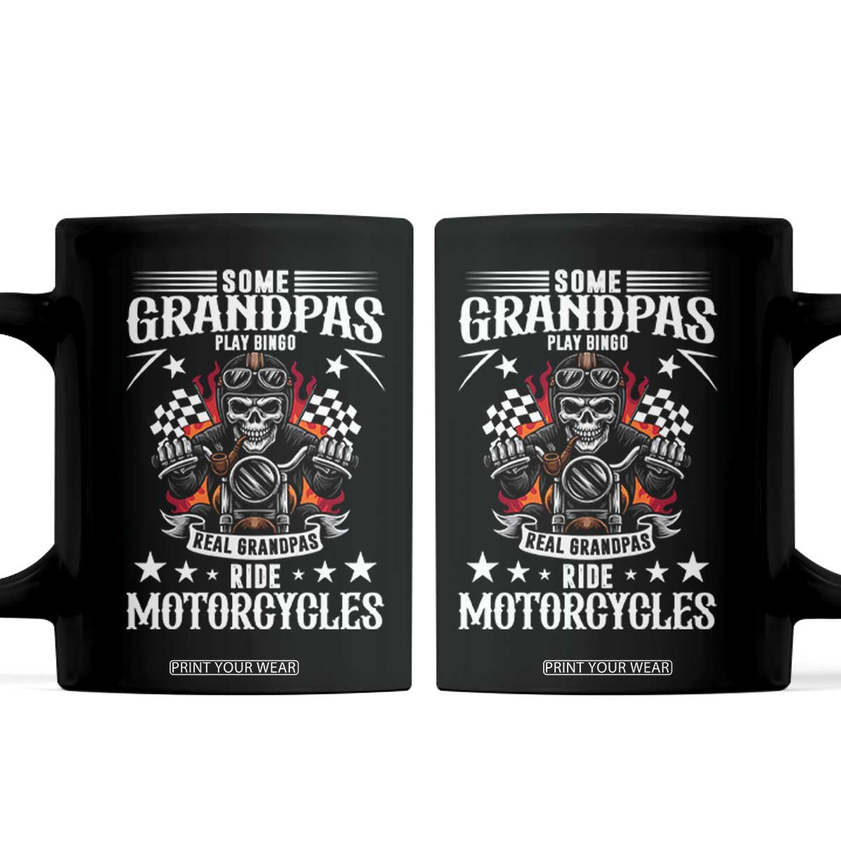Funny Grandpa Biker Coffee Mug Some Grandpas Play Bingo Real Grandpas Ride Motorcycles TS14 Black Print Your Wear