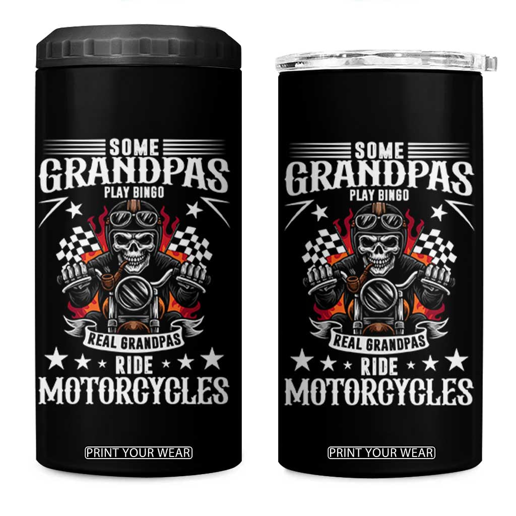 Funny Grandpa Biker 4 in 1 Can Cooler Tumbler Some Grandpas Play Bingo Real Grandpas Ride Motorcycles TS14 One Size: 16 oz Black Print Your Wear