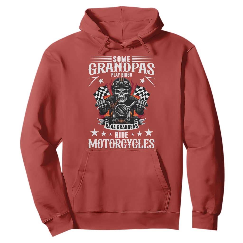 Funny Grandpa Biker Hoodie Some Grandpas Play Bingo Real Grandpas Ride Motorcycles TS14 Red Print Your Wear
