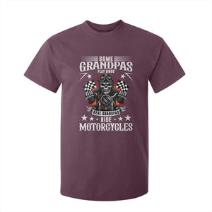 Funny Grandpa Biker T Shirt For Kid Some Grandpas Play Bingo Real Grandpas Ride Motorcycles TS14 Maroon Print Your Wear