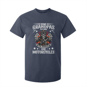 Funny Grandpa Biker T Shirt For Kid Some Grandpas Play Bingo Real Grandpas Ride Motorcycles TS14 Navy Print Your Wear