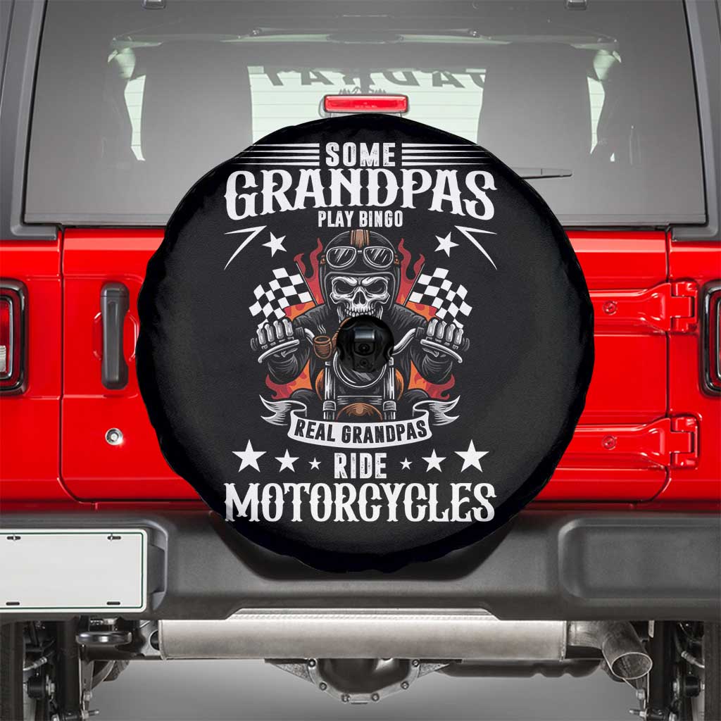 Funny Grandpa Biker Spare Tire Cover Some Grandpas Play Bingo Real Grandpas Ride Motorcycles TS14 Black Print Your Wear