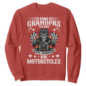 Funny Grandpa Biker Sweatshirt Some Grandpas Play Bingo Real Grandpas Ride Motorcycles TS14 Red Print Your Wear
