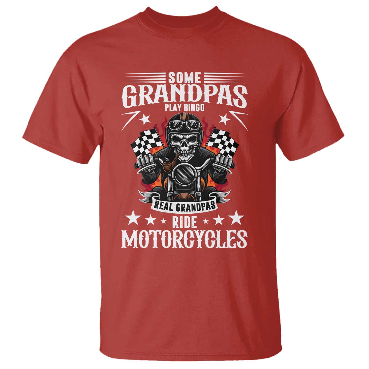 Funny Grandpa Biker T Shirt Some Grandpas Play Bingo Real Grandpas Ride Motorcycles TS14 Red Print Your Wear