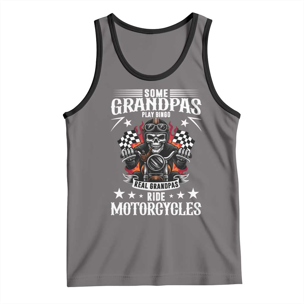Funny Grandpa Biker Tank Top Some Grandpas Play Bingo Real Grandpas Ride Motorcycles TS14 Deep Heather Black Print Your Wear