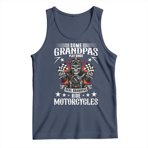 Funny Grandpa Biker Tank Top Some Grandpas Play Bingo Real Grandpas Ride Motorcycles TS14 Navy Print Your Wear