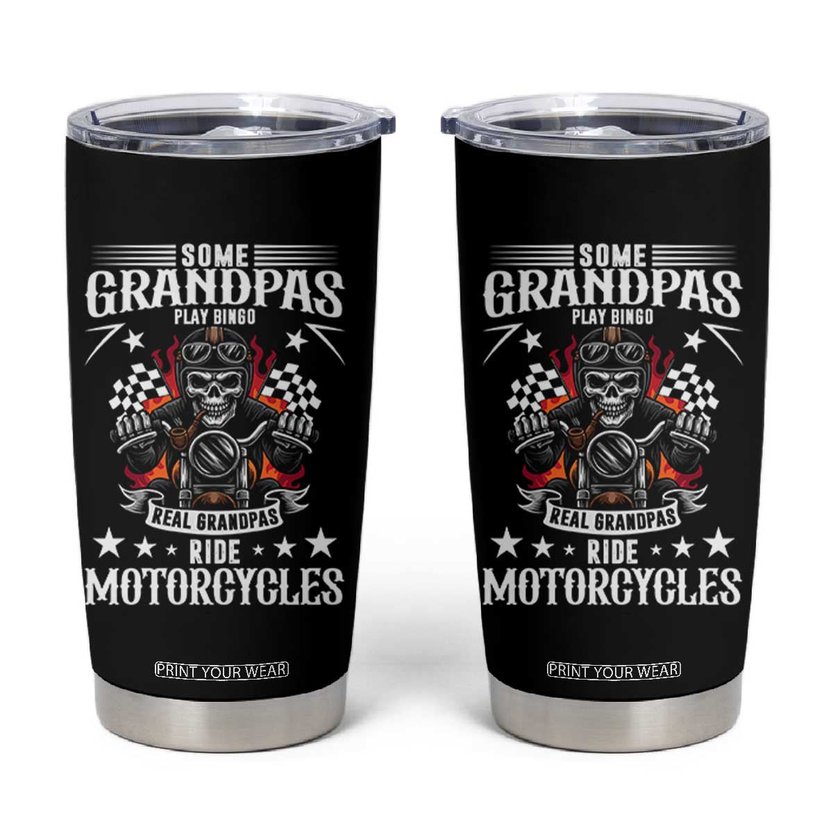 Funny Grandpa Biker Tumbler Cup Some Grandpas Play Bingo Real Grandpas Ride Motorcycles TS14 Black Print Your Wear