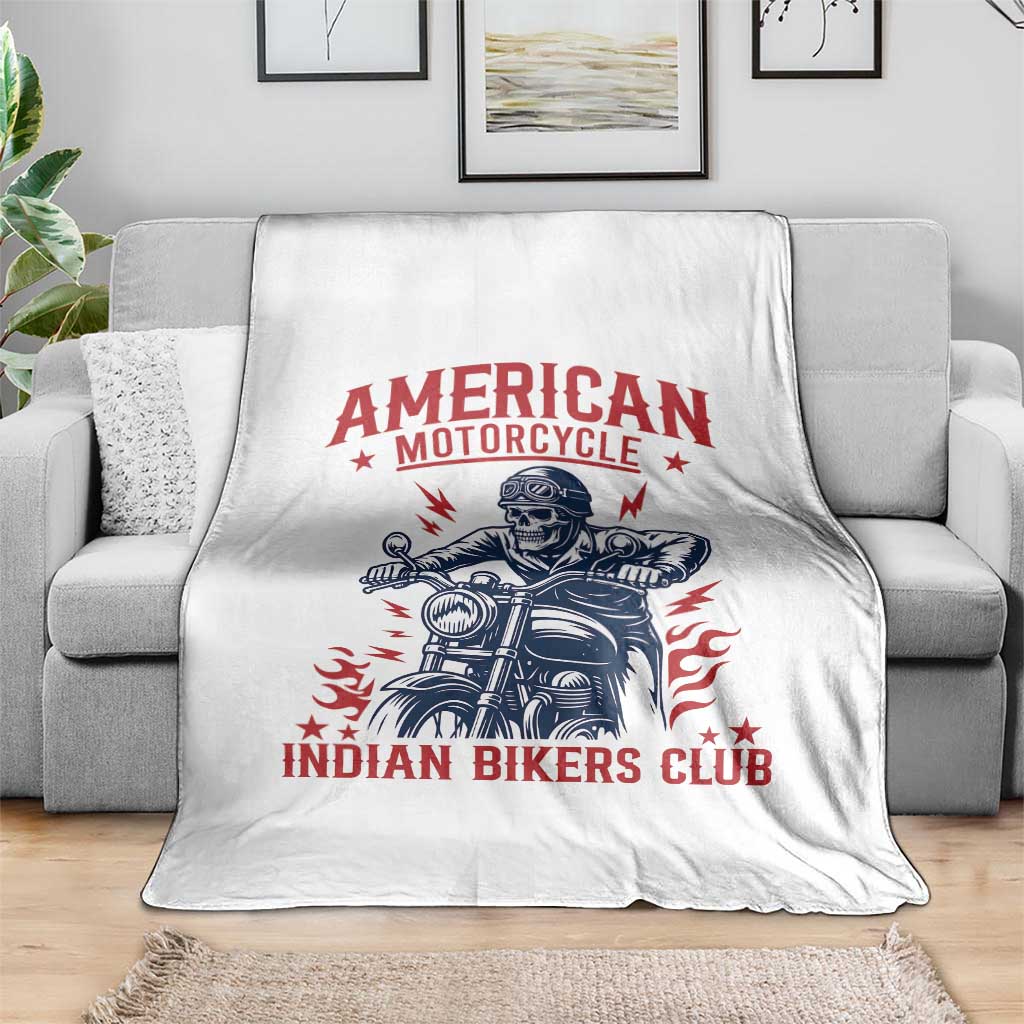 Funny Skeleton Motorcycle Throw Blanket American Motorcycle Indian Bikers Club TS14 Print Your Wear