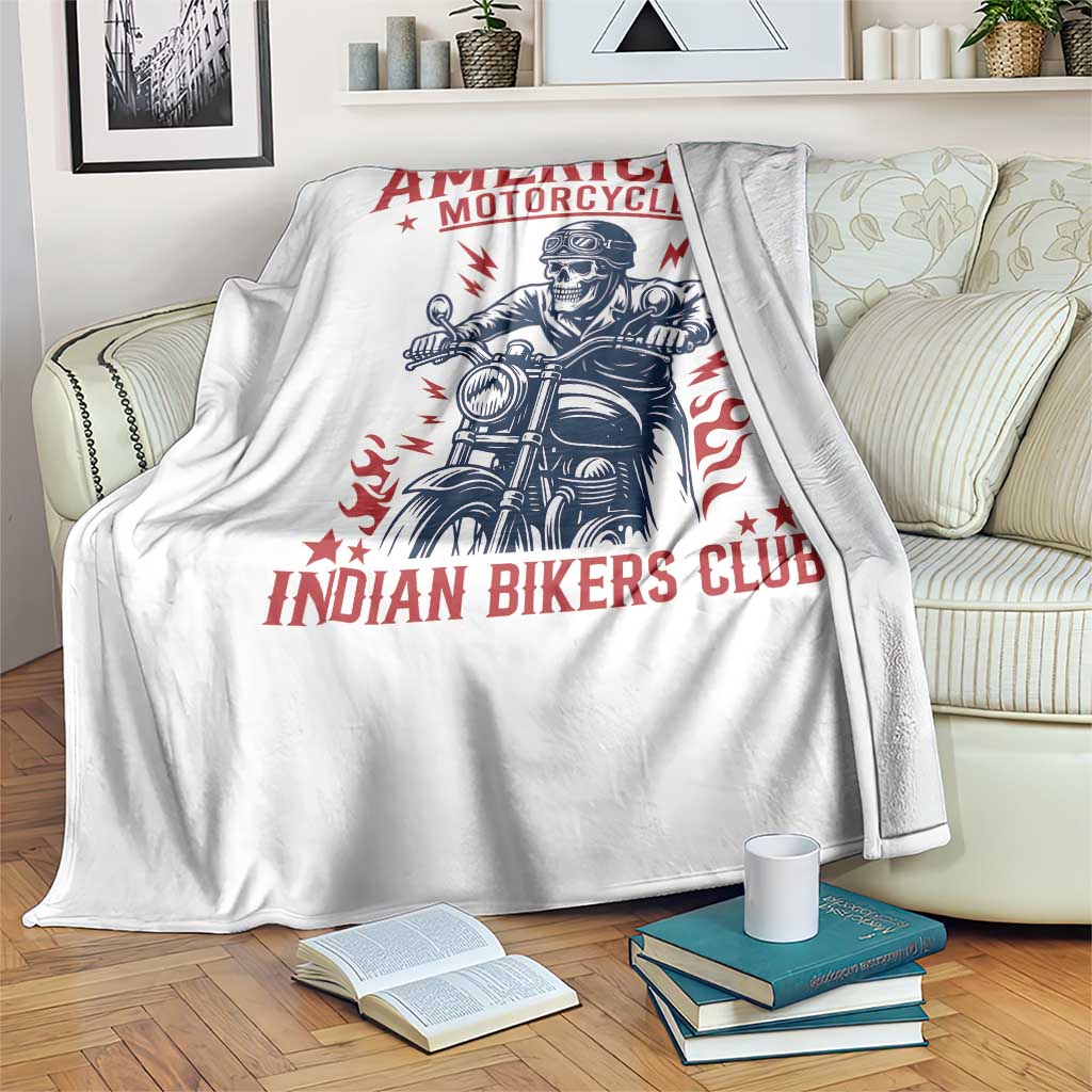 Funny Skeleton Motorcycle Throw Blanket American Motorcycle Indian Bikers Club TS14 Print Your Wear