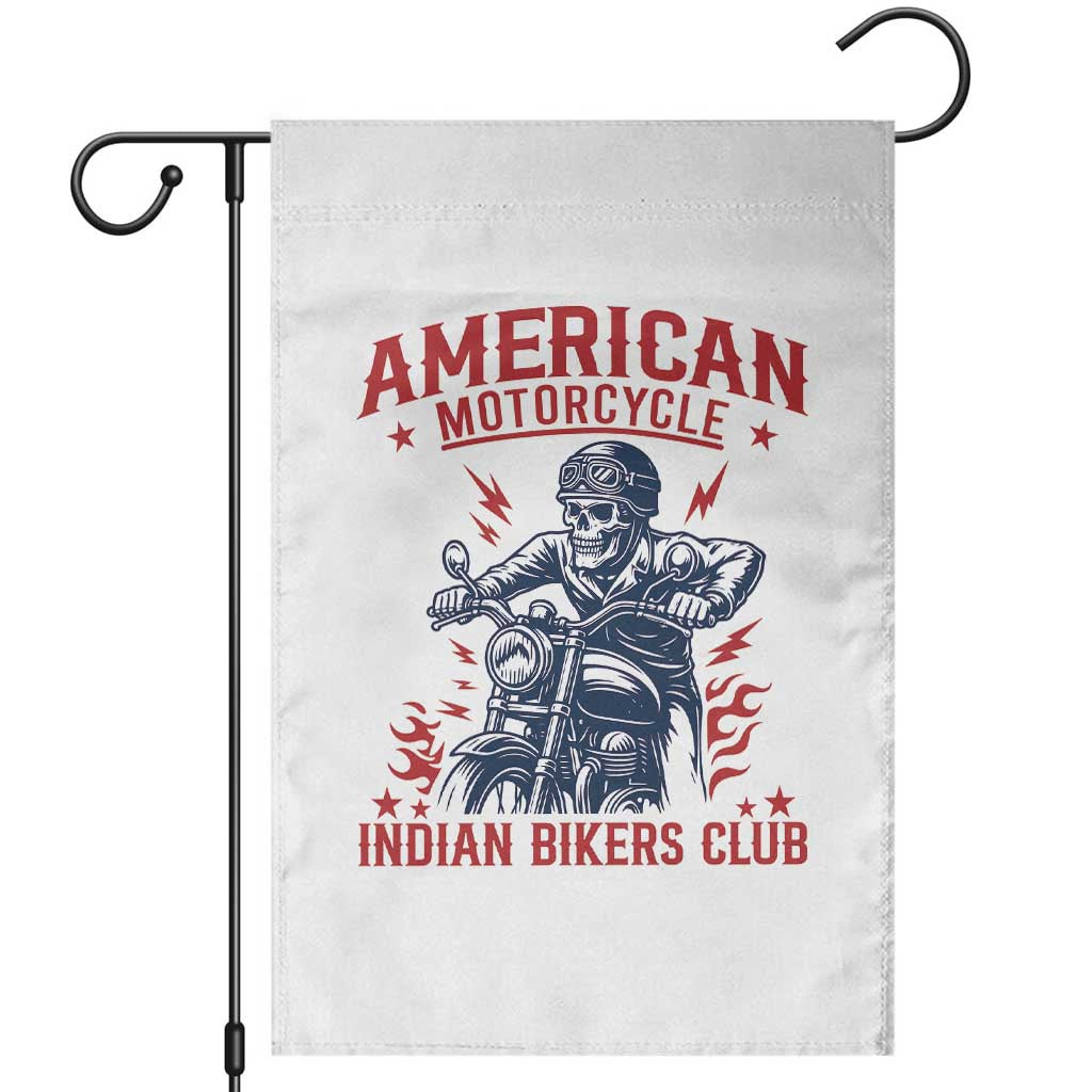 Funny Skeleton Motorcycle Garden Flag American Motorcycle Indian Bikers Club TS14 White Print Your Wear