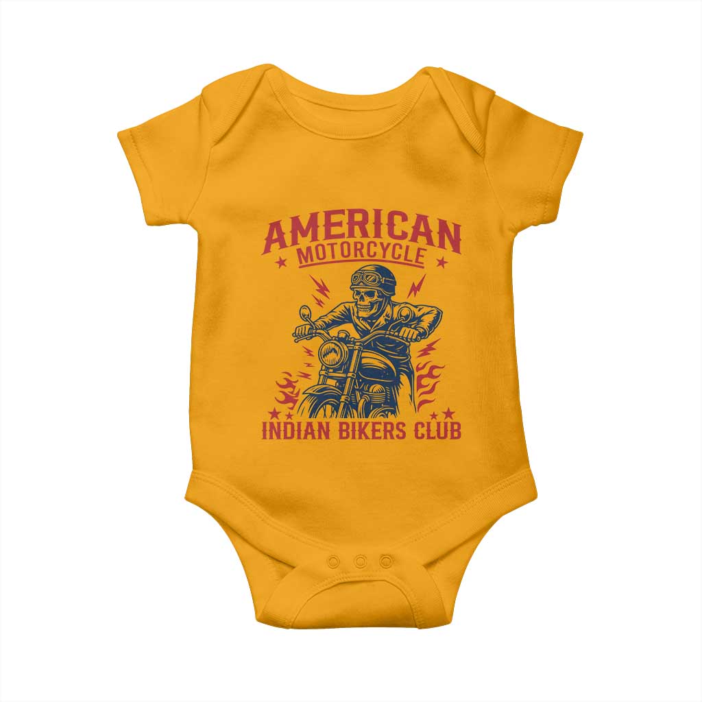 Funny Skeleton Motorcycle Baby Onesie American Motorcycle Indian Bikers Club TS14 Gold Print Your Wear
