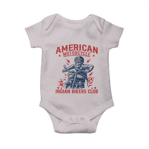 Funny Skeleton Motorcycle Baby Onesie American Motorcycle Indian Bikers Club TS14 Ice Gray Print Your Wear