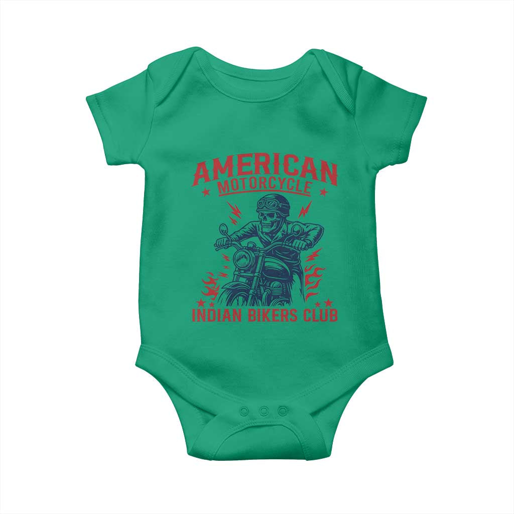 Funny Skeleton Motorcycle Baby Onesie American Motorcycle Indian Bikers Club TS14 Irish Green Print Your Wear