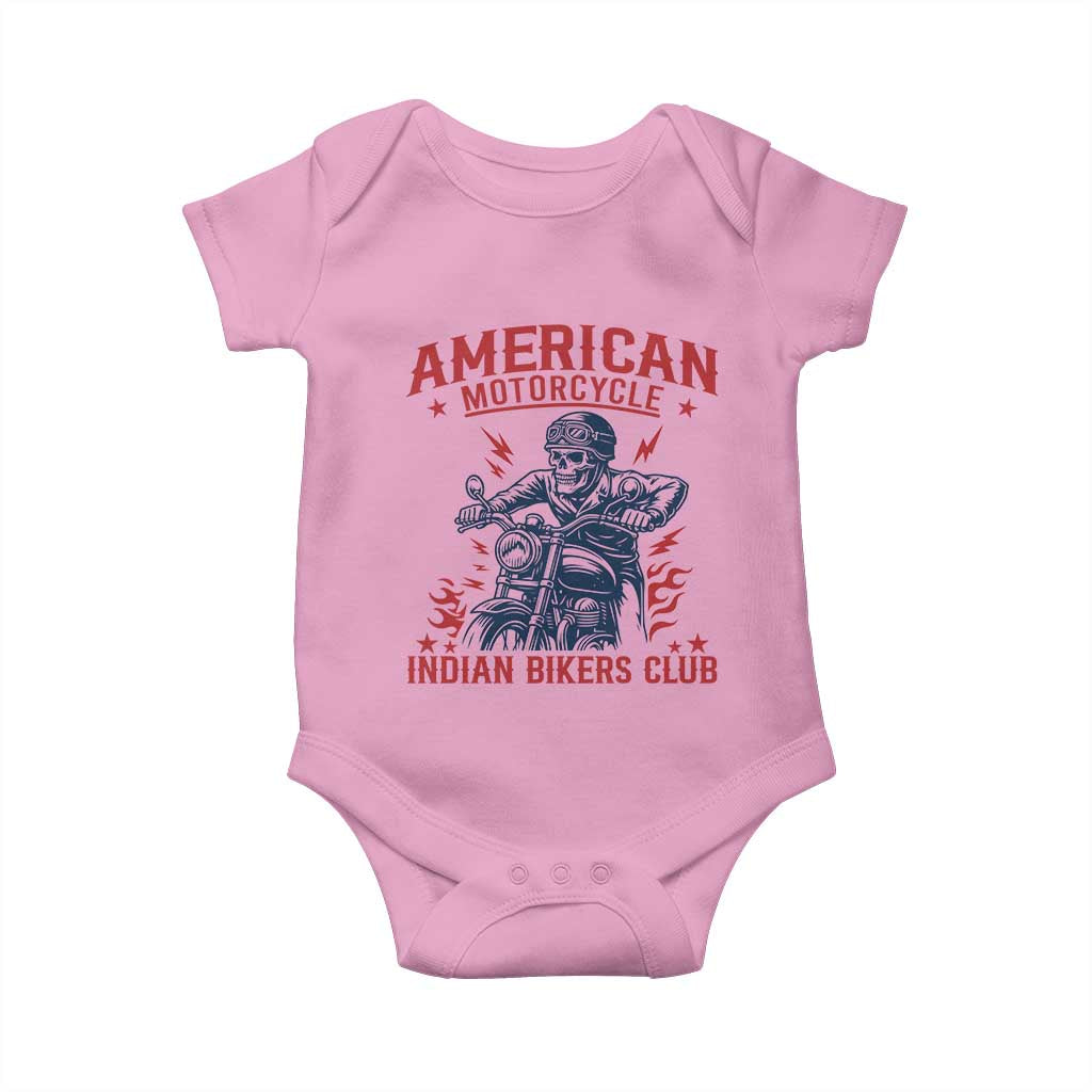 Funny Skeleton Motorcycle Baby Onesie American Motorcycle Indian Bikers Club TS14 Light Pink Print Your Wear
