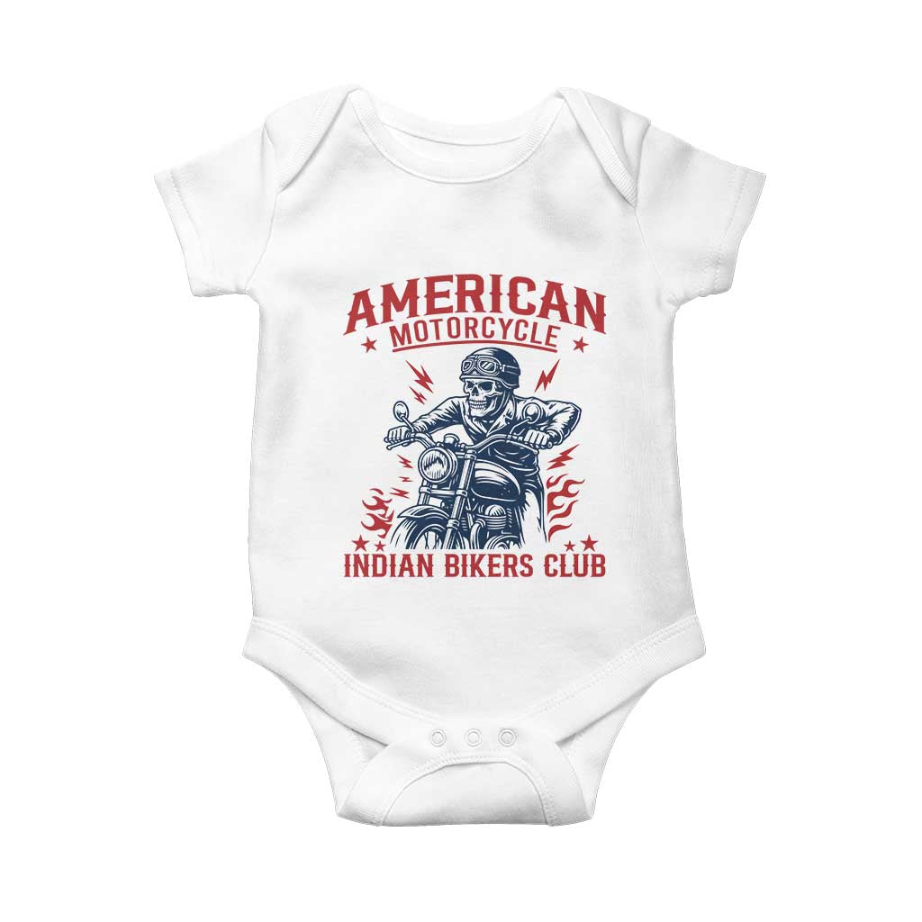 Funny Skeleton Motorcycle Baby Onesie American Motorcycle Indian Bikers Club TS14 White Print Your Wear
