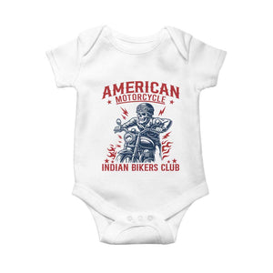 Funny Skeleton Motorcycle Baby Onesie American Motorcycle Indian Bikers Club TS14 White Print Your Wear