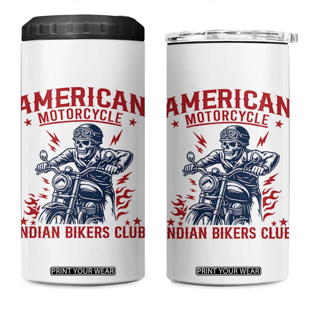 Funny Skeleton Motorcycle 4 in 1 Can Cooler Tumbler American Motorcycle Indian Bikers Club TS14 One Size: 16 oz White Print Your Wear