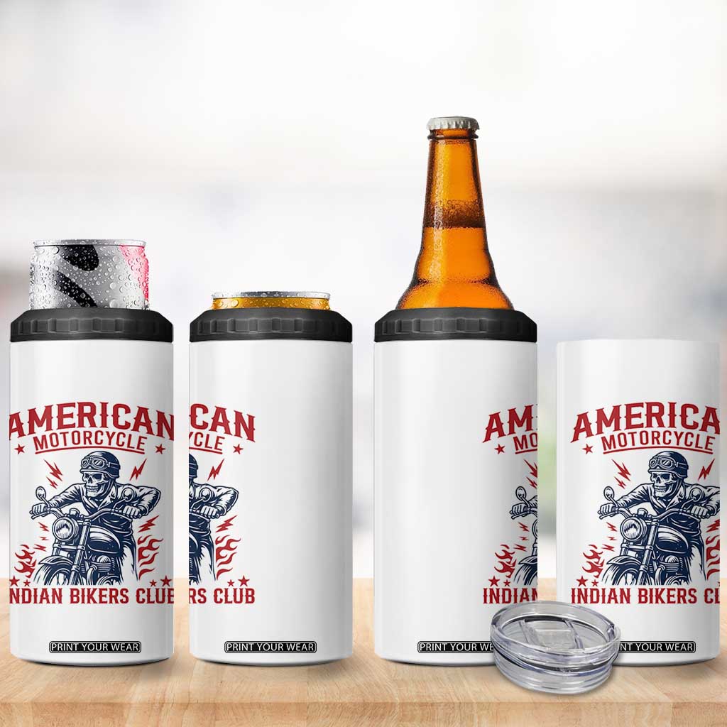 Funny Skeleton Motorcycle 4 in 1 Can Cooler Tumbler American Motorcycle Indian Bikers Club TS14 Print Your Wear
