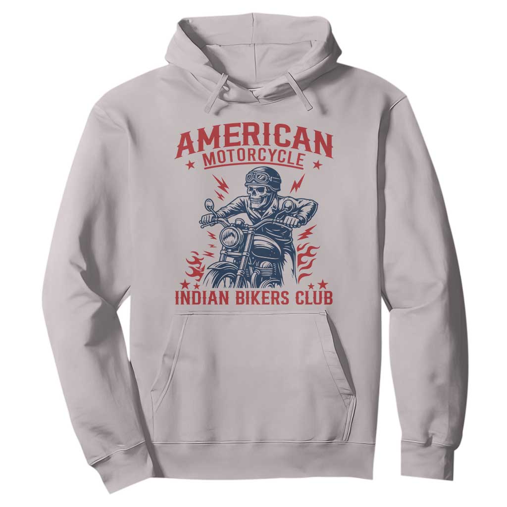 Funny Skeleton Motorcycle Hoodie American Motorcycle Indian Bikers Club TS14 Ice Gray Print Your Wear